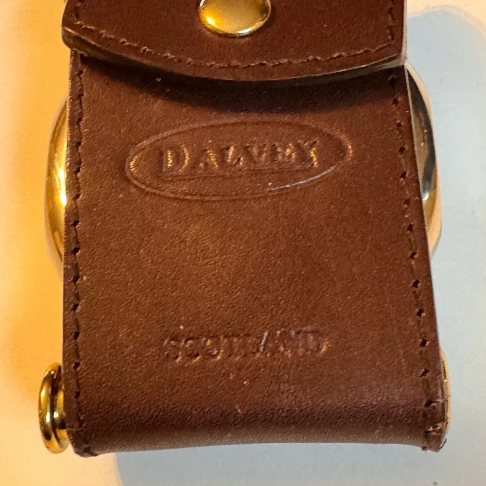Dalvey Travel Clock Gold Tone Leather Case and Box Travel clock,Leather case